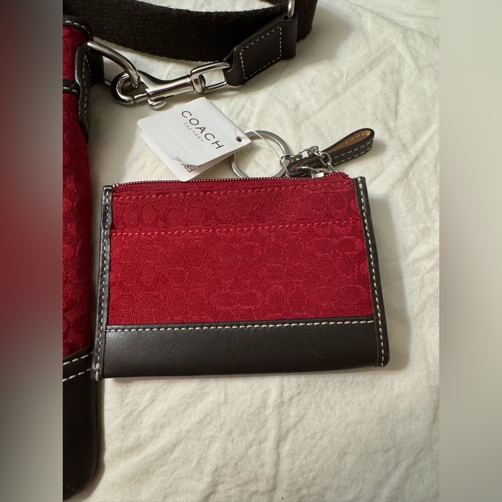 Coach Signature Red Jacquard Crossbody + Wallet Set Y2K Vintage - Picture 2 of 9